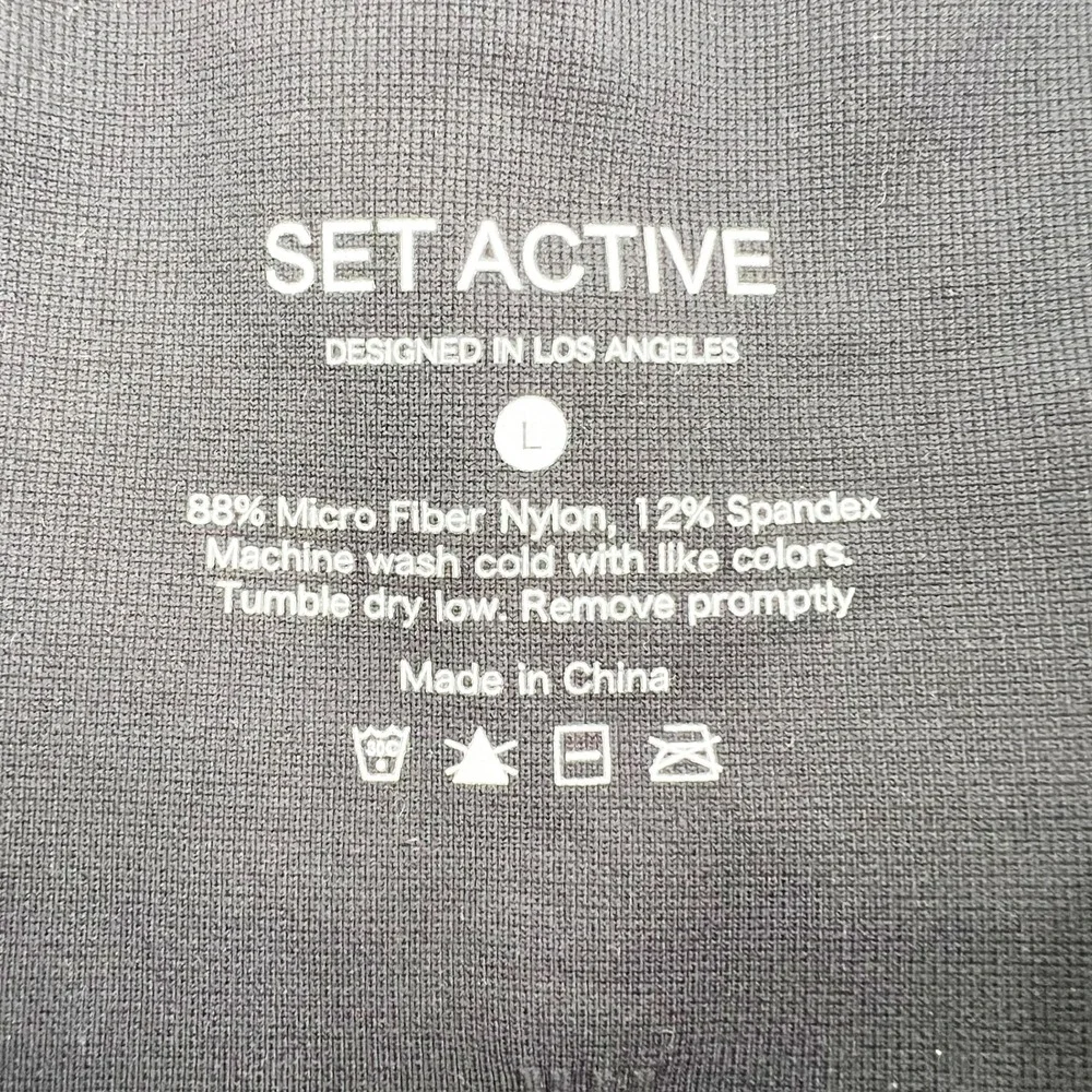 SET ACTIVE High Waisted Leggings Black Seamless Activewear Athleisure Size L